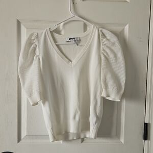 DKNY Cream Short Sleeve Blouse